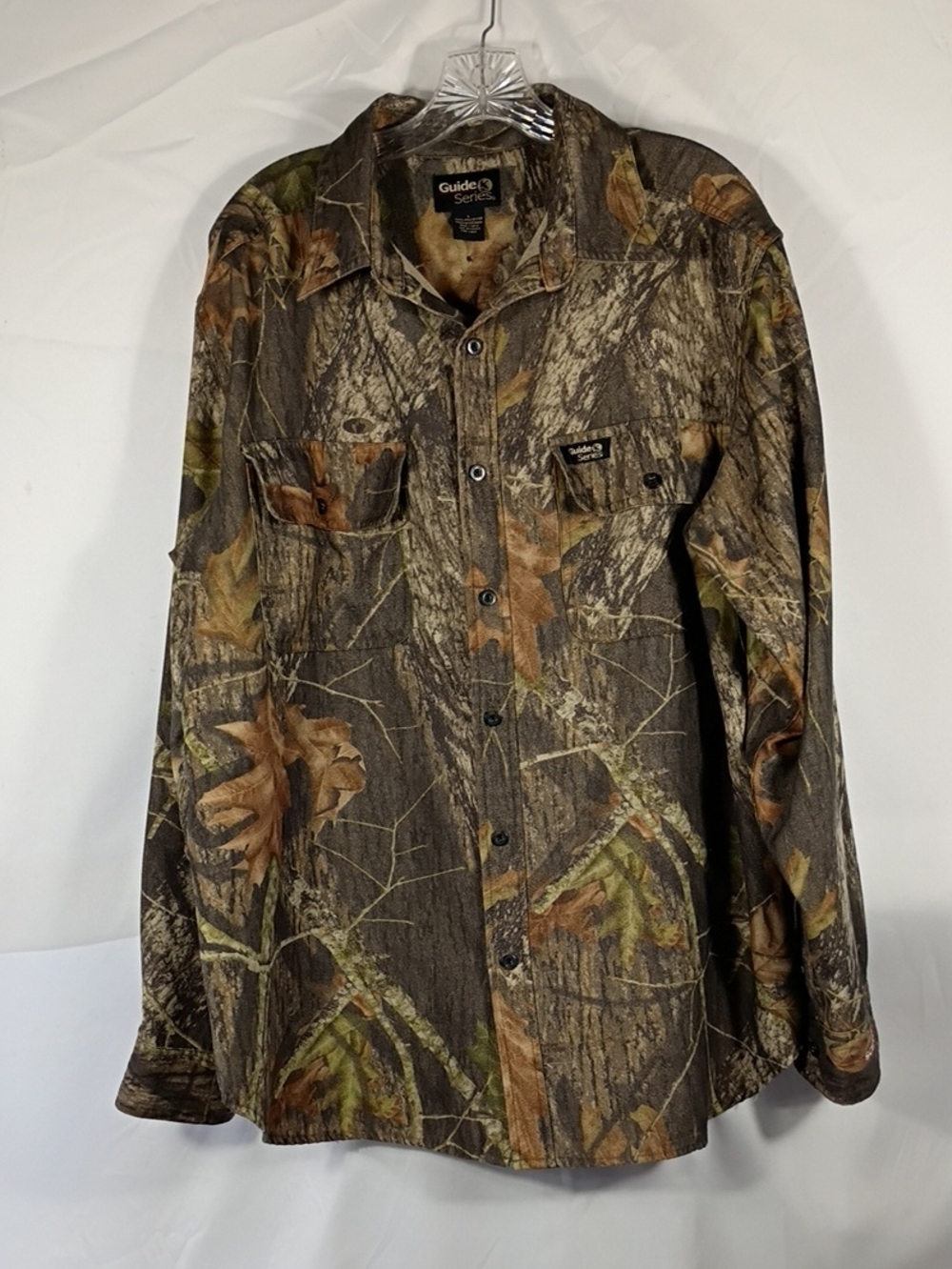 Guide Series Men Size Large Green Camouflage Flannel Hunting Outdoor Shirt Camo